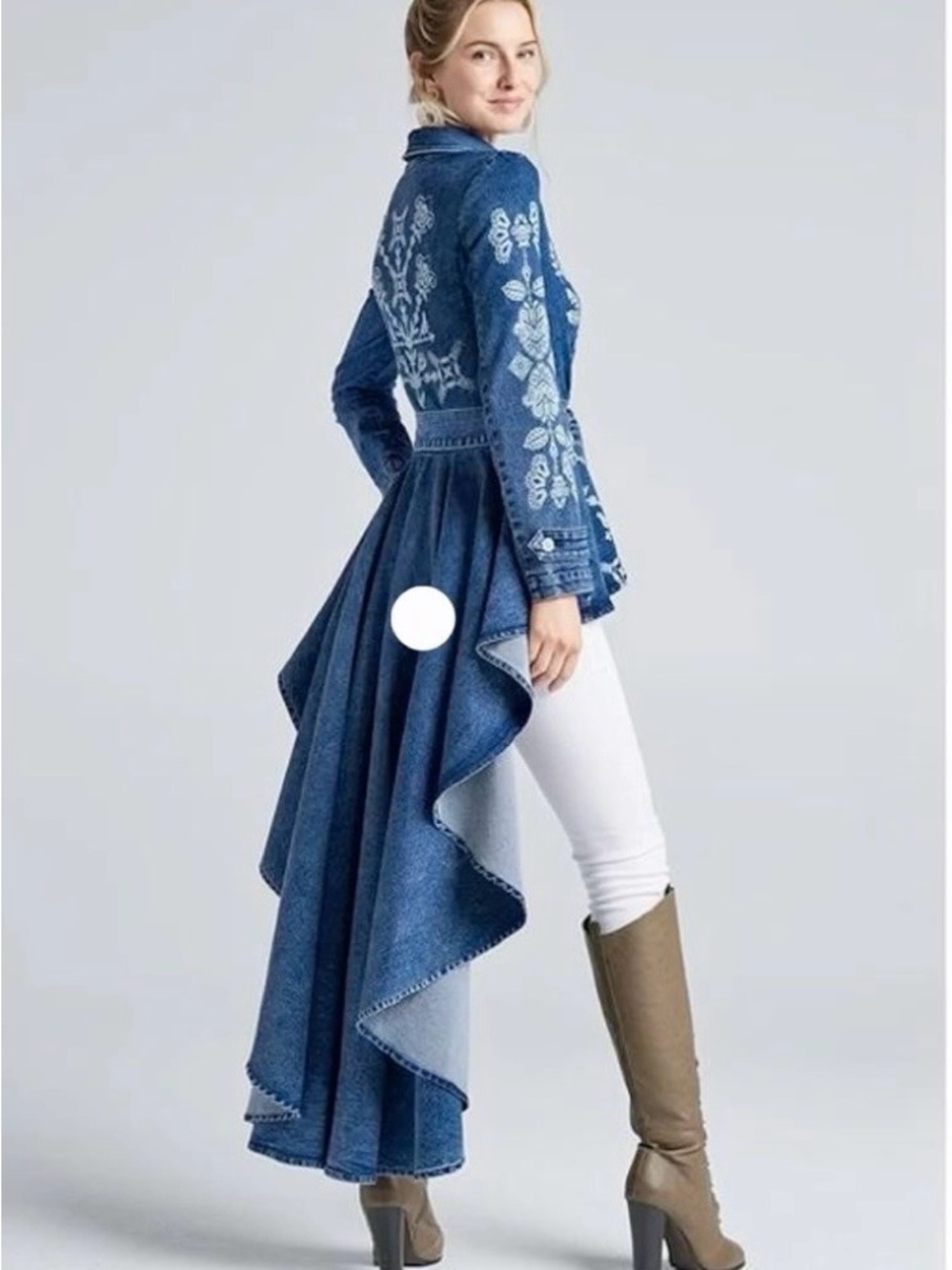 Venus Denim Embroidered High-Low Jacket- Blue size 12 - Picture 2 of 8